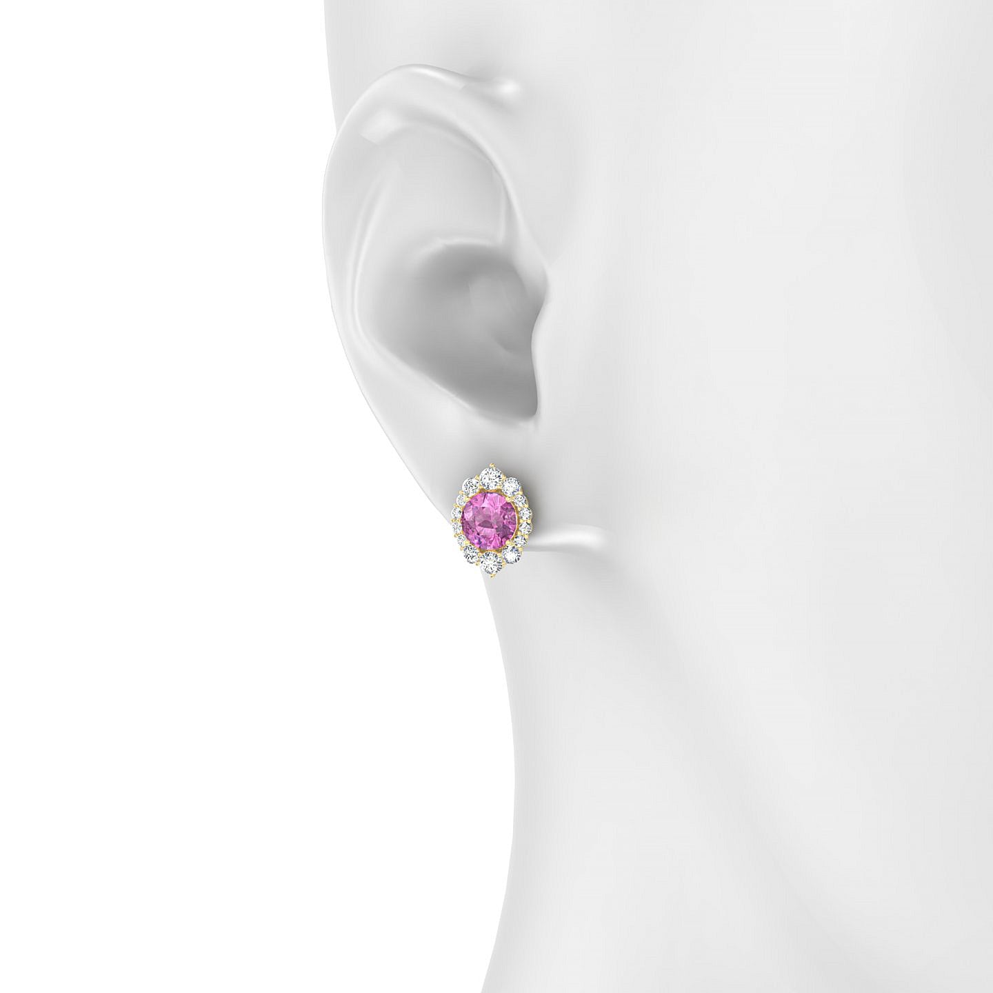 Romance | 18k Yellow Gold 6 mm Round Pink Sapphire Earrings