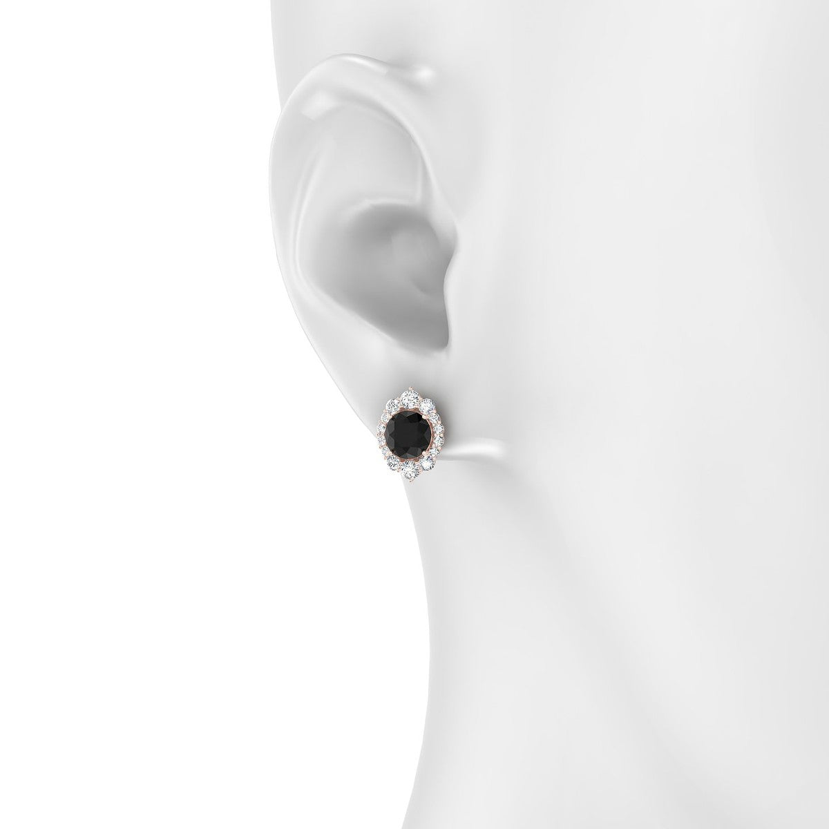Romance | 18k Rose Gold 6 mm Round Black Diamond Earrings