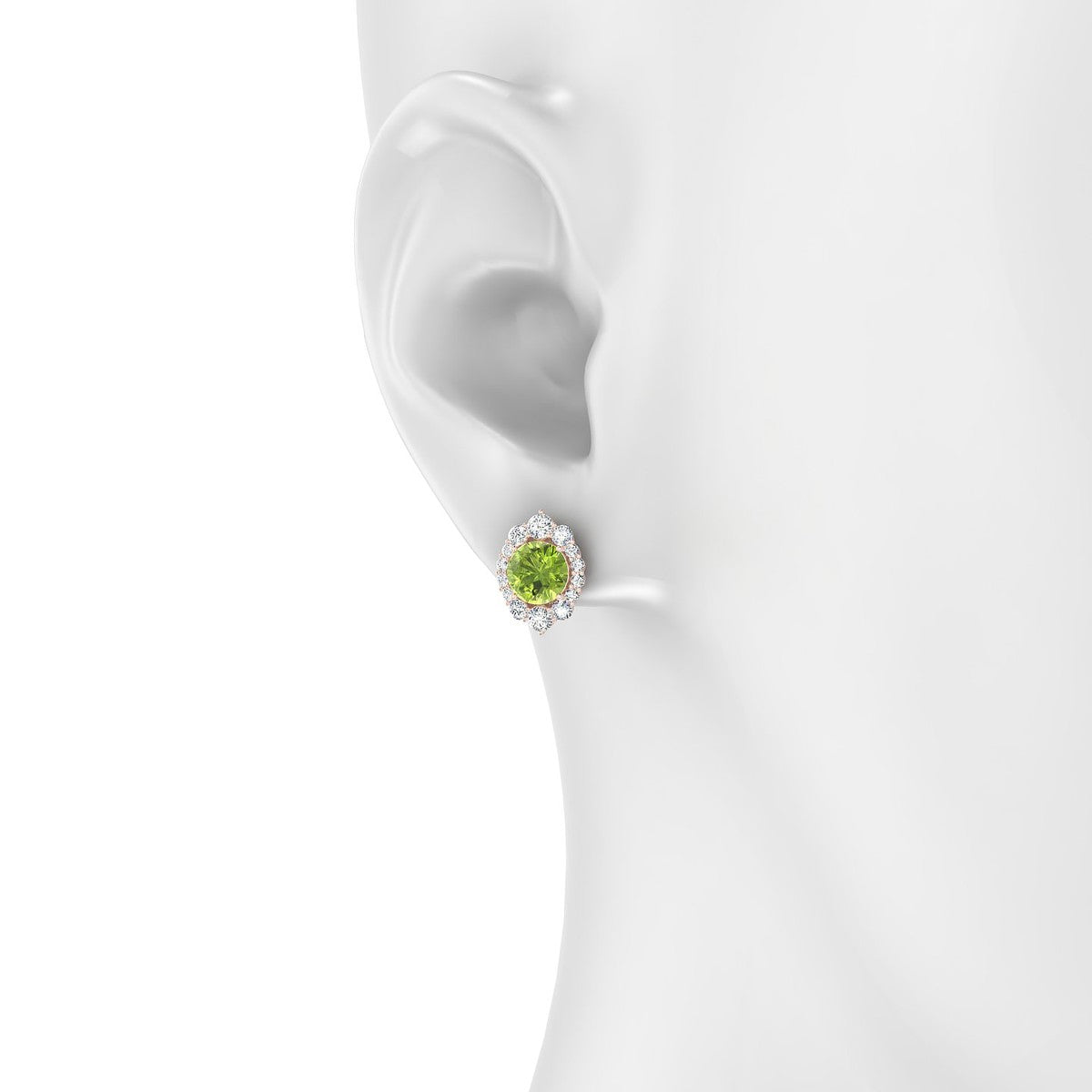 Romance | 18k Rose Gold 6 mm Round Peridot Earrings