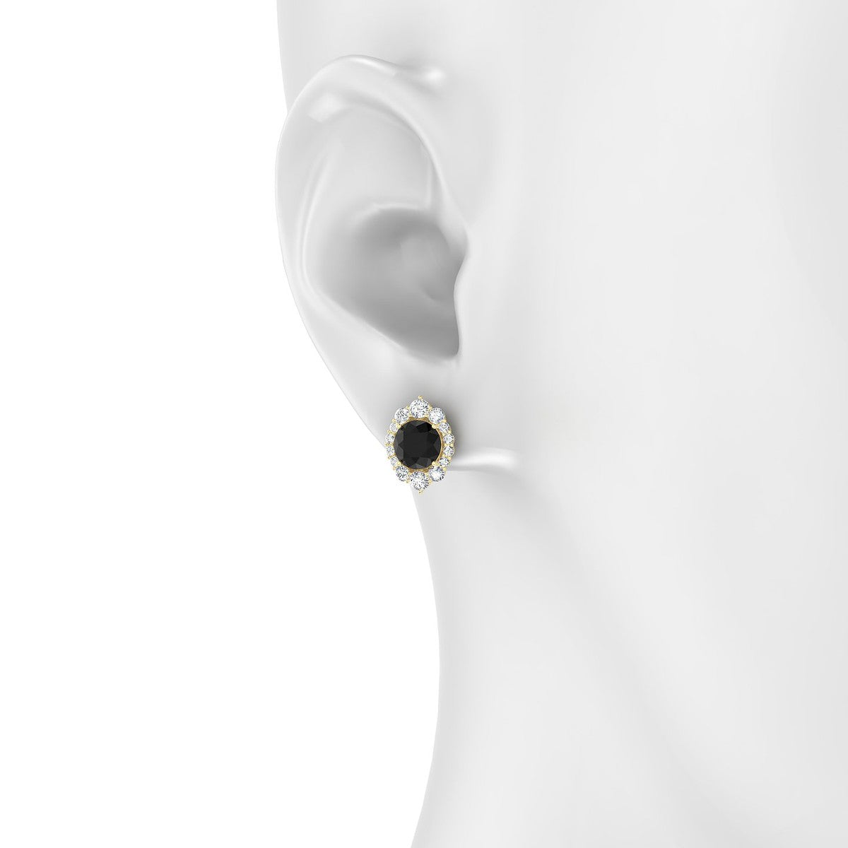 Romance | 18k Yellow Gold 6 mm Round Black Diamond Earrings