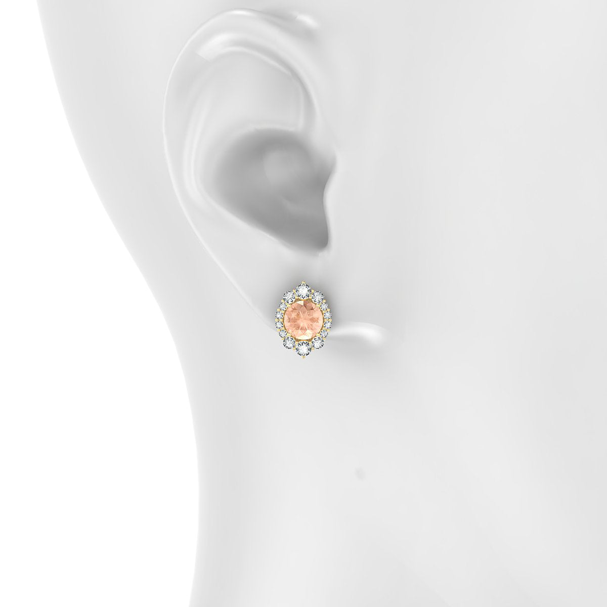 Romance | 18k Yellow Gold 6 mm Round Morganite Earrings