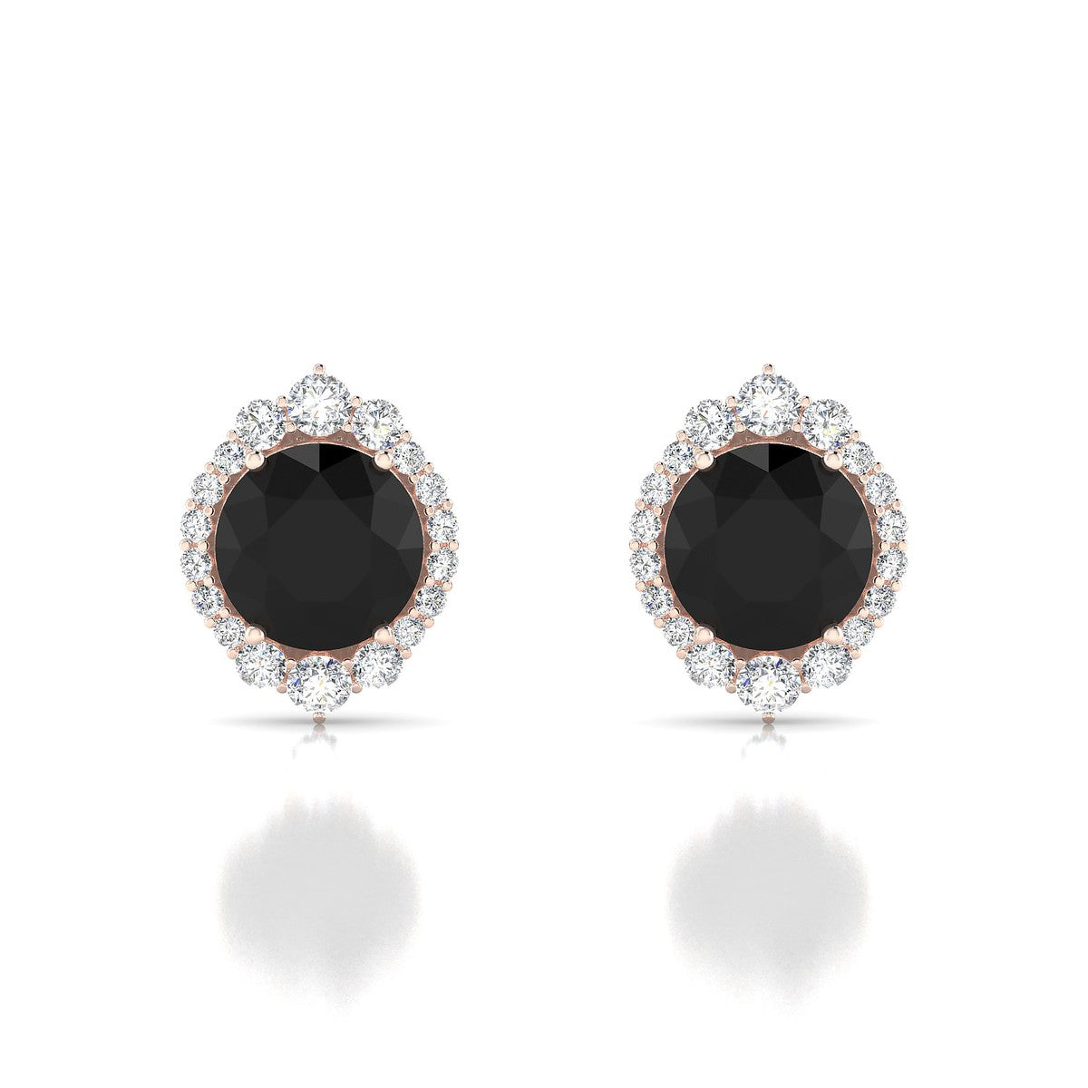 Romance | 18k Rose Gold 8 mm Round Black Diamond Earrings