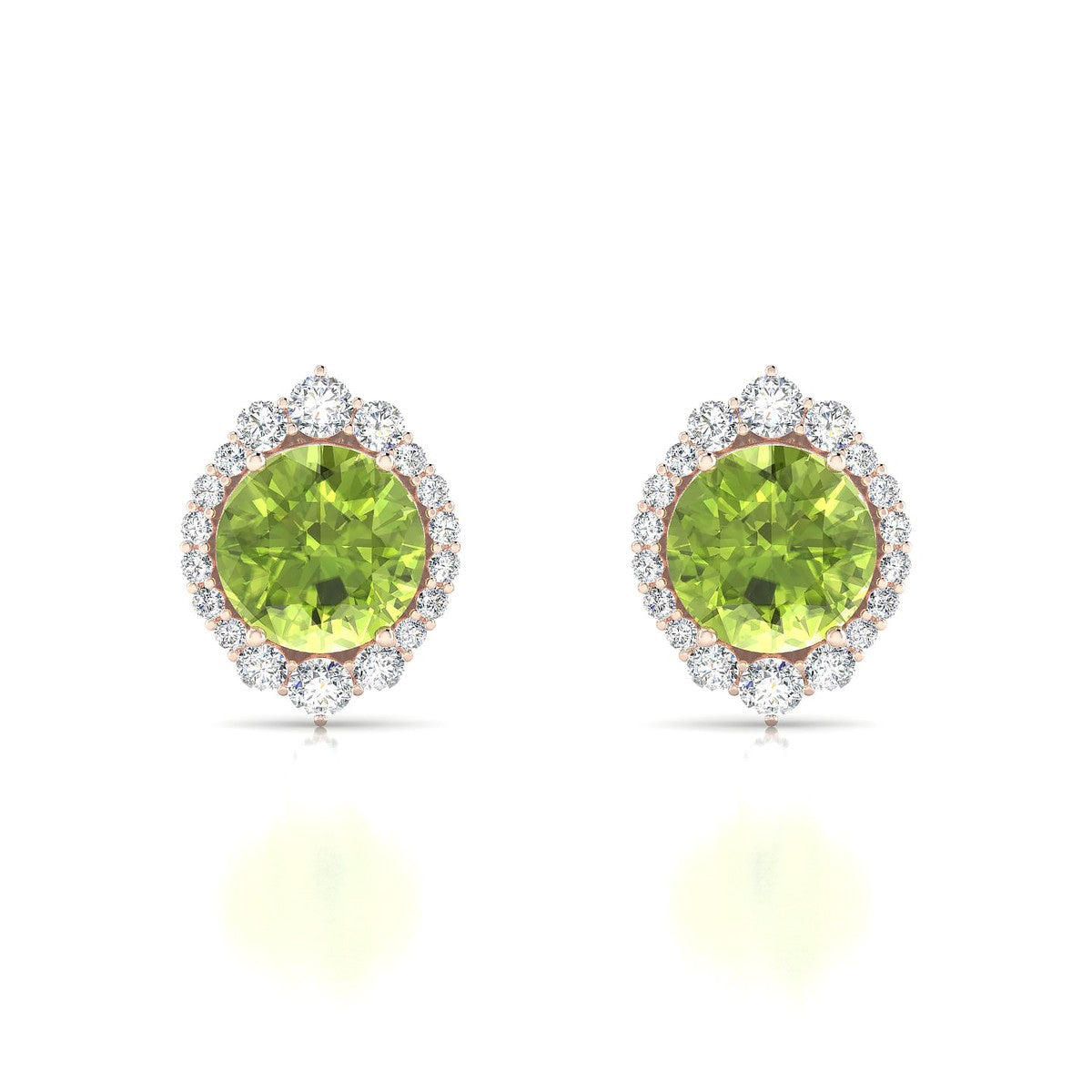 Romance | 18k Rose Gold 8 mm Round Peridot Earrings