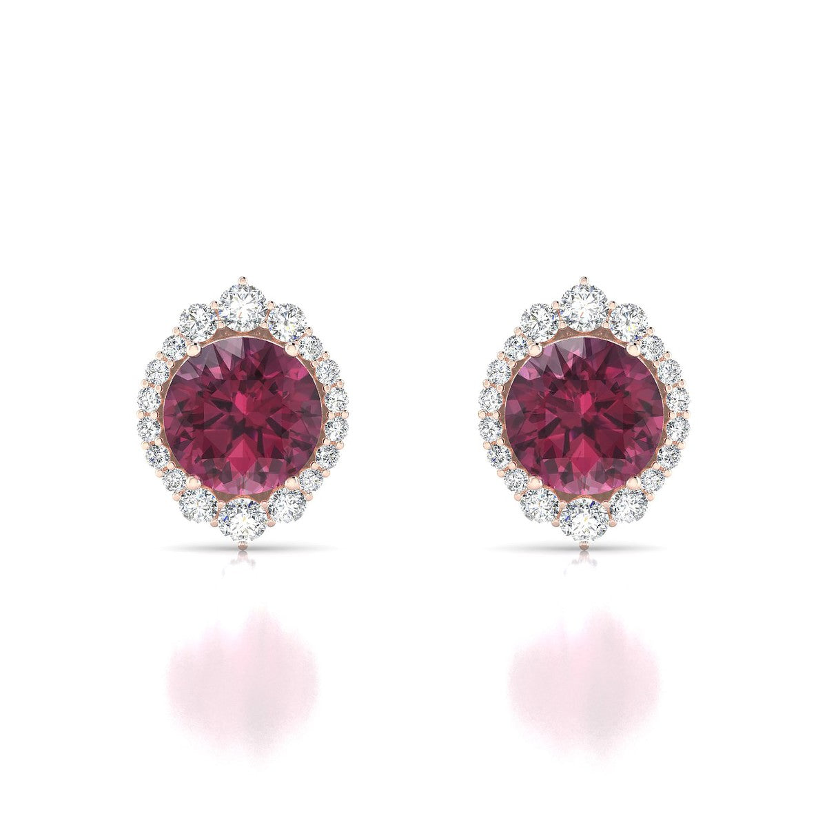 Romance | 18k Rose Gold 8 mm Round Rhodolite Earrings