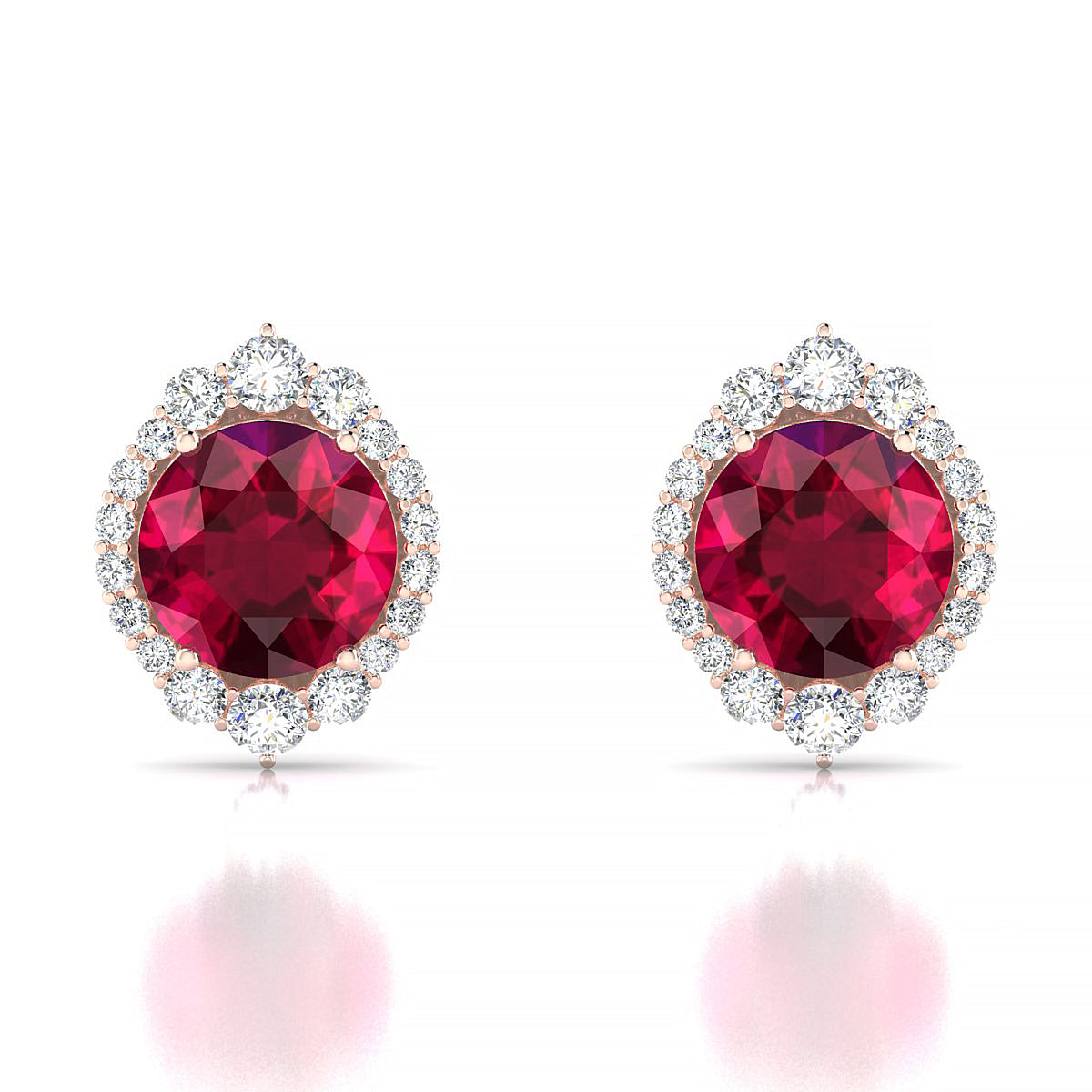 Romance | 18k Rose Gold 8 mm Round Ruby Earrings