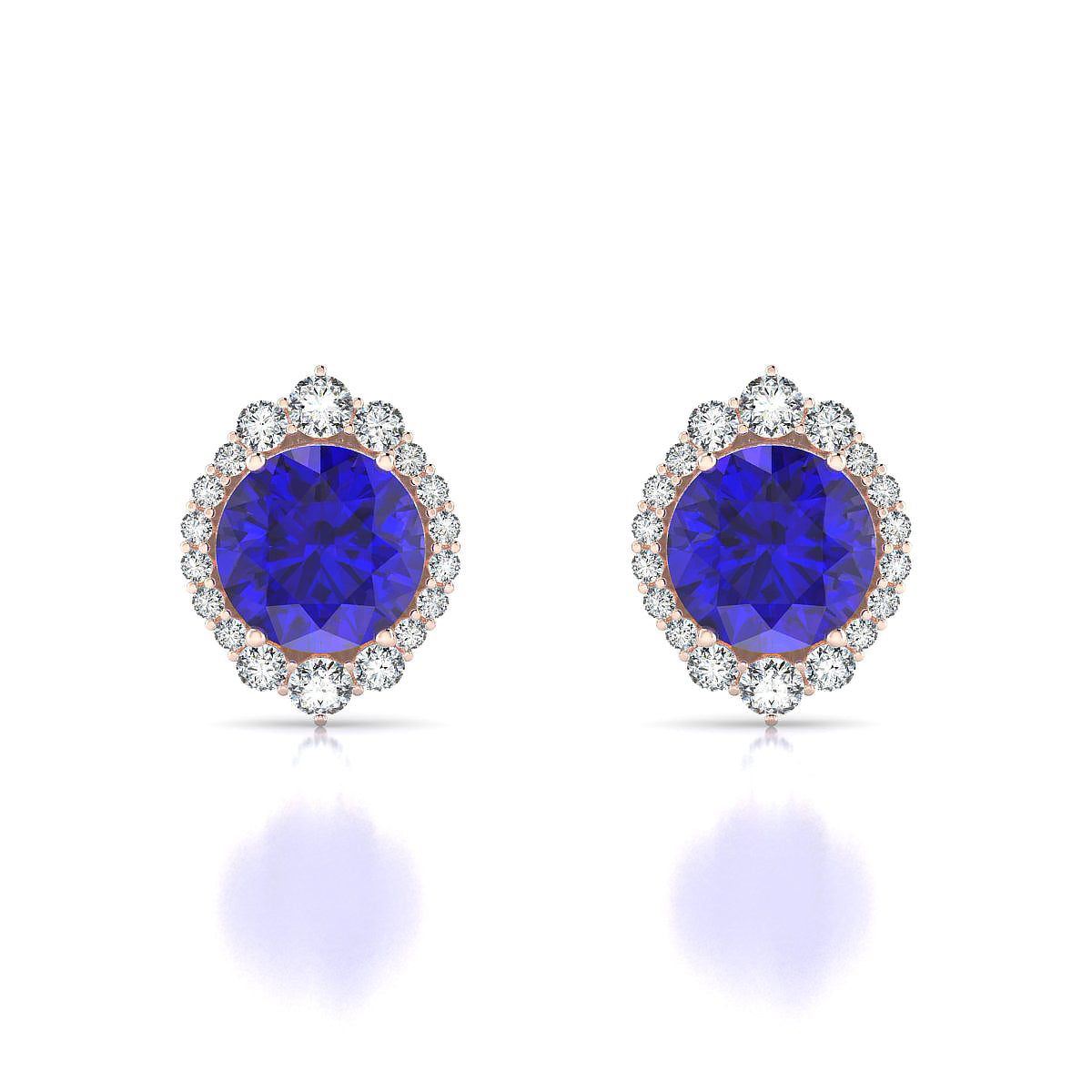 Romance | 18k Rose Gold 8 mm Round Tanzanite Earrings