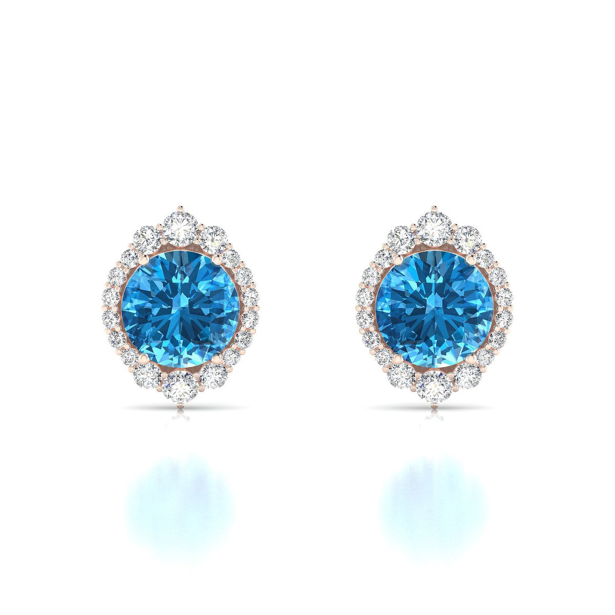 Romance | 18k Rose Gold 8 mm Round Topaz Earrings