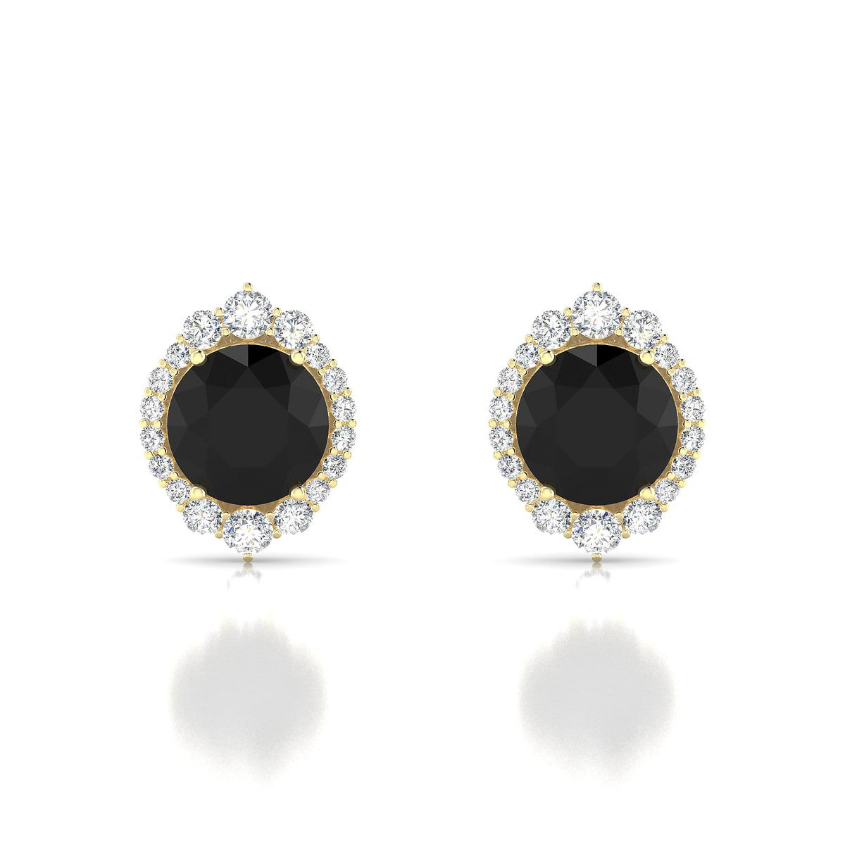 Romance | 18k Yellow Gold 8 mm Round Black Diamond Earrings