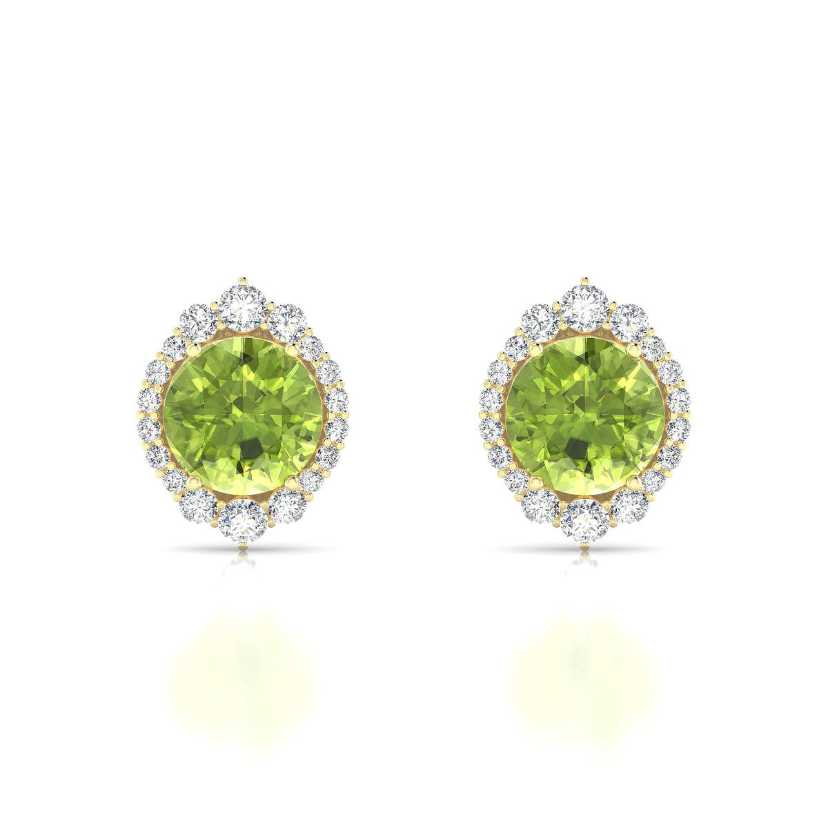 Romance | 18k Yellow Gold 8 mm Round Peridot Earrings