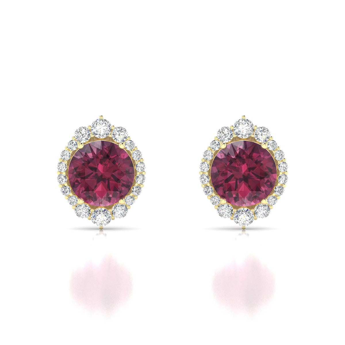 Romance | 18k Yellow Gold 8 mm Round Rhodolite Earrings