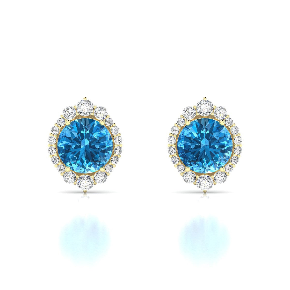 Romance | 18k Yellow Gold 8 mm Round Topaz Earrings