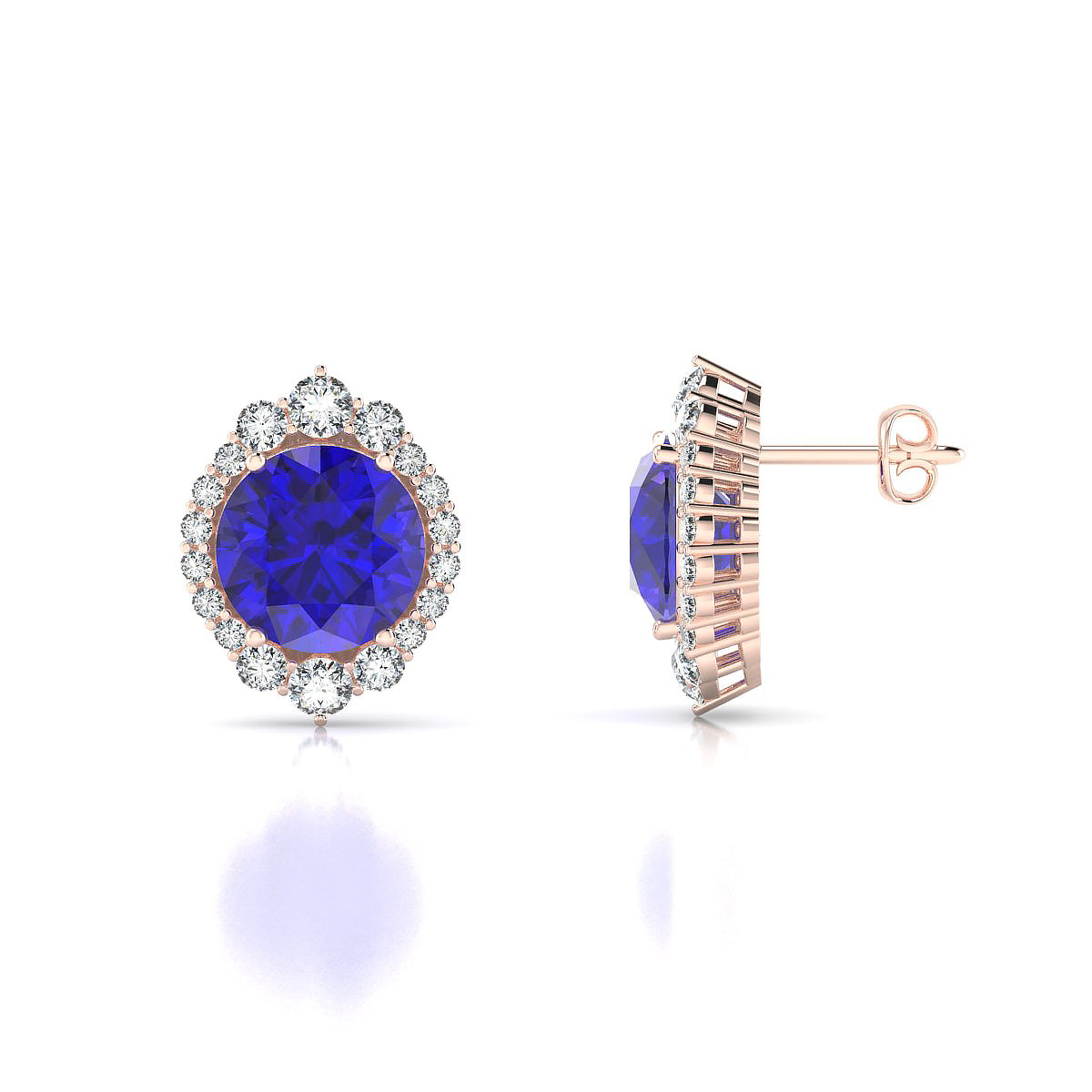 Romance | 18k Rose Gold 8 mm Round Tanzanite Earrings