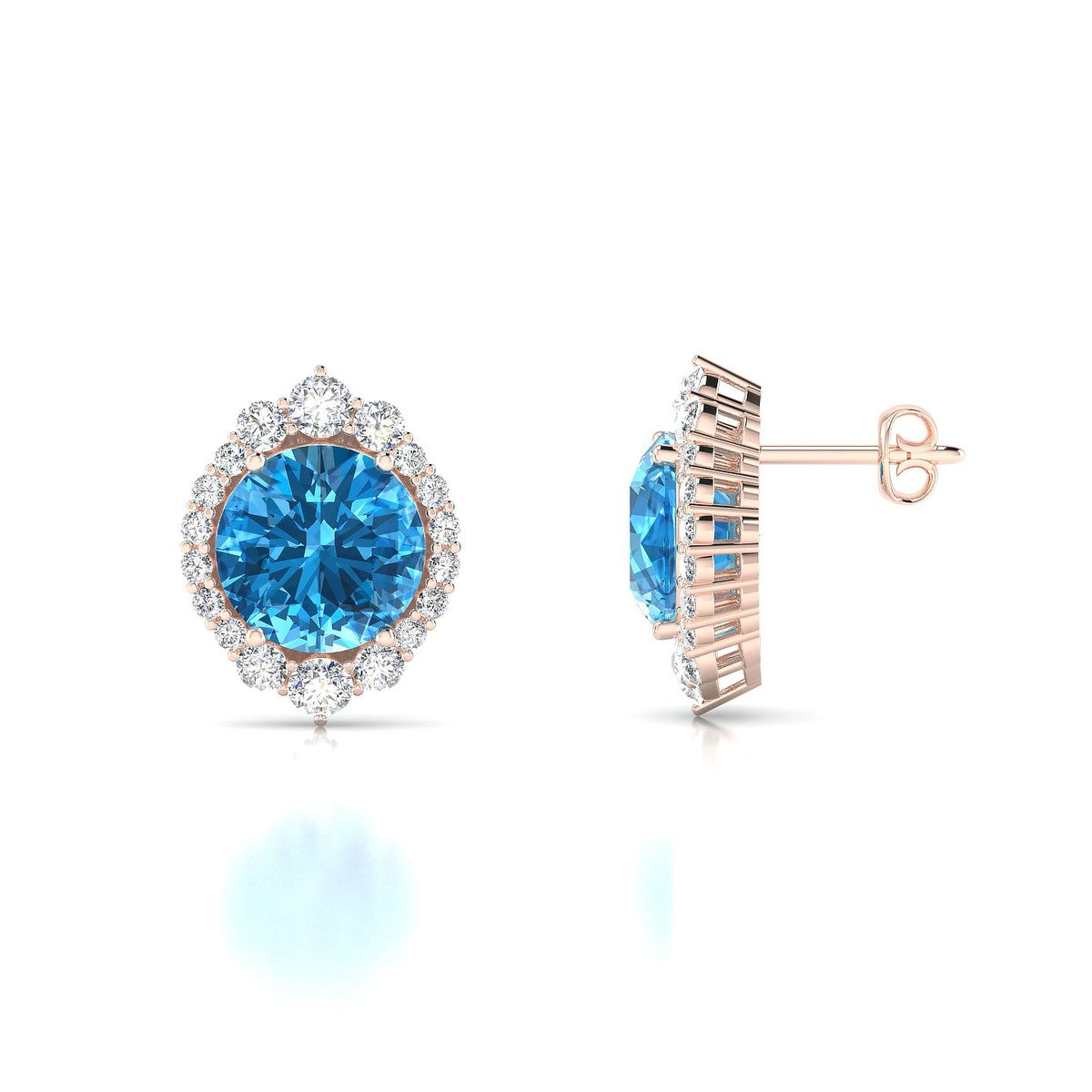 Romance | 18k Rose Gold 8 mm Round Topaz Earrings