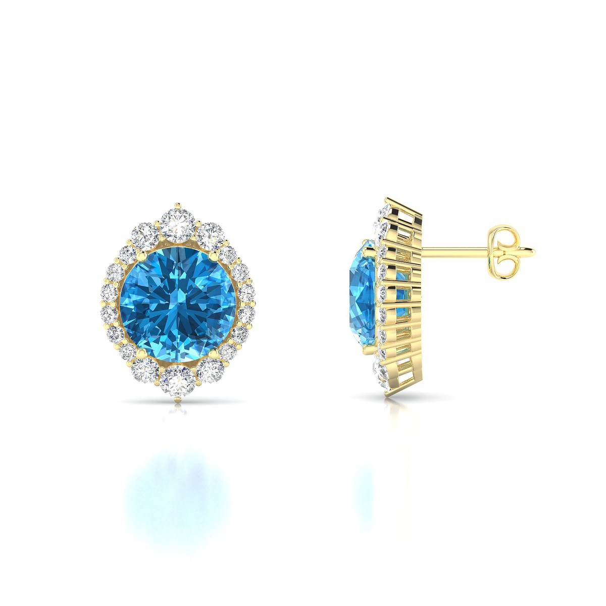 Romance | 18k Yellow Gold 8 mm Round Topaz Earrings