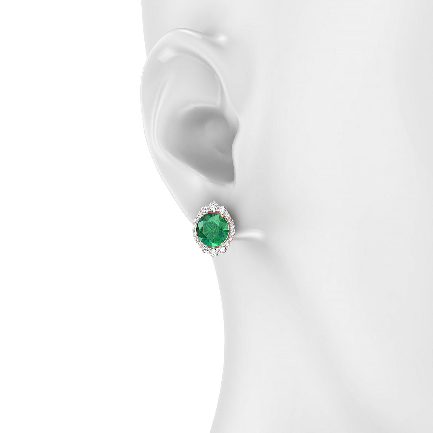 Romance | 18k Rose Gold 8 mm Round Emerald Earrings