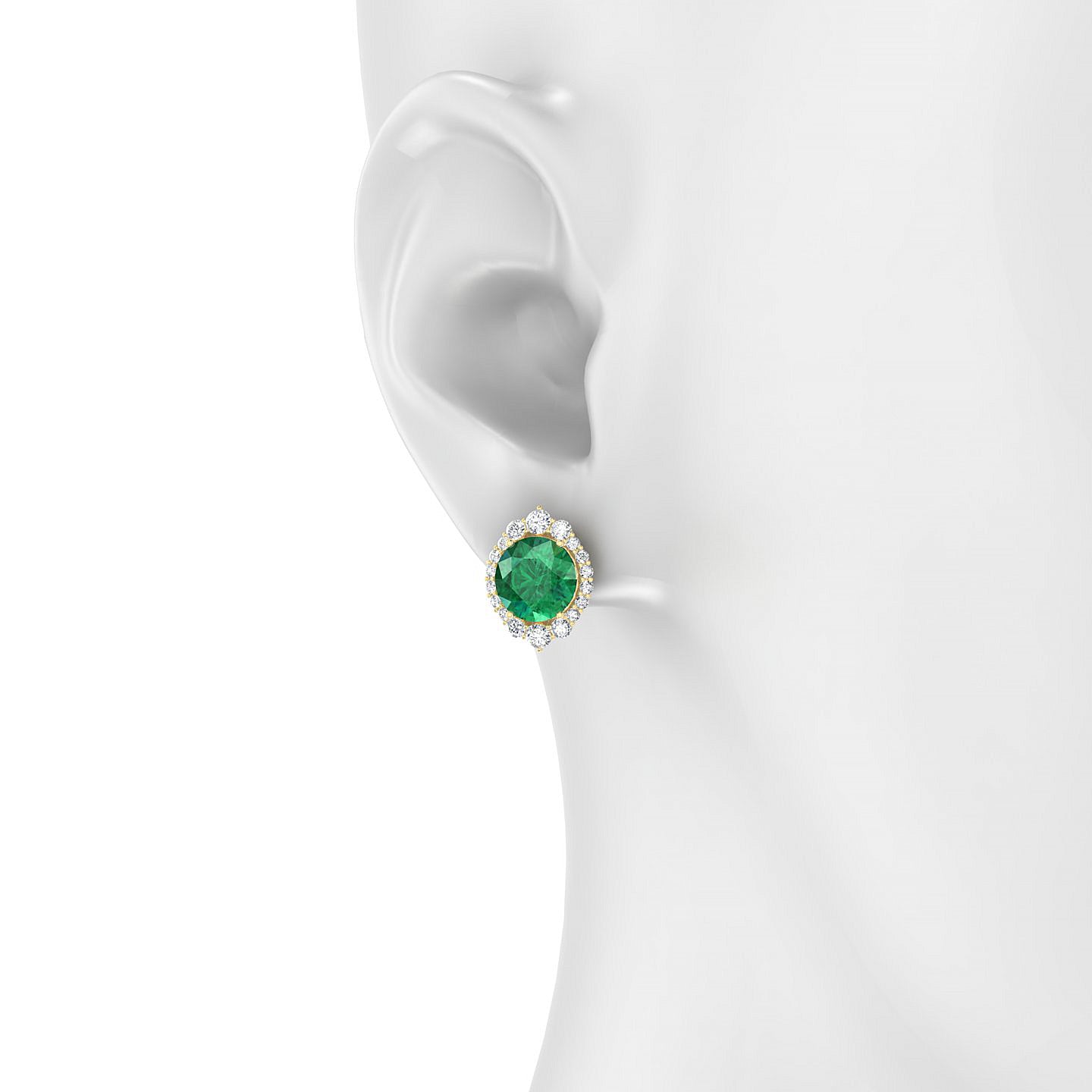 Romance | 18k Yellow Gold 8 mm Round Emerald Earrings