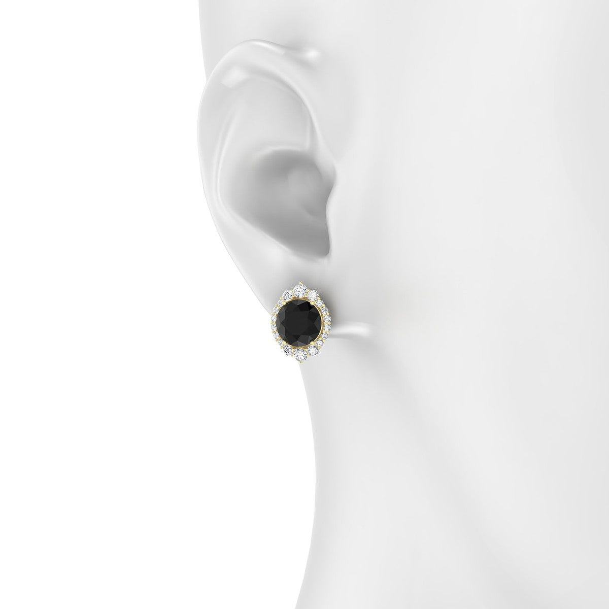 Romance | 18k Yellow Gold 8 mm Round Black Diamond Earrings