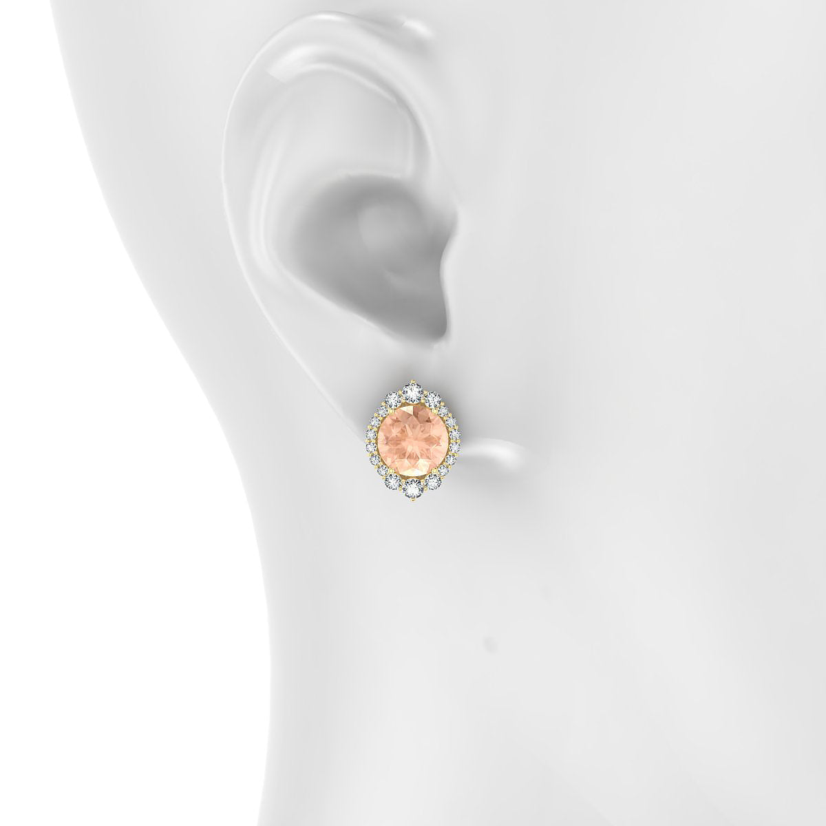 Romance | 18k Yellow Gold 8 mm Round Morganite Earrings