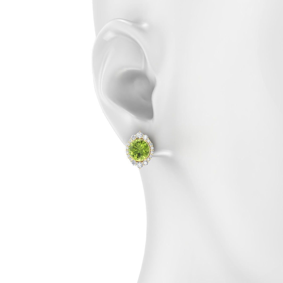 Romance | 18k Yellow Gold 8 mm Round Peridot Earrings