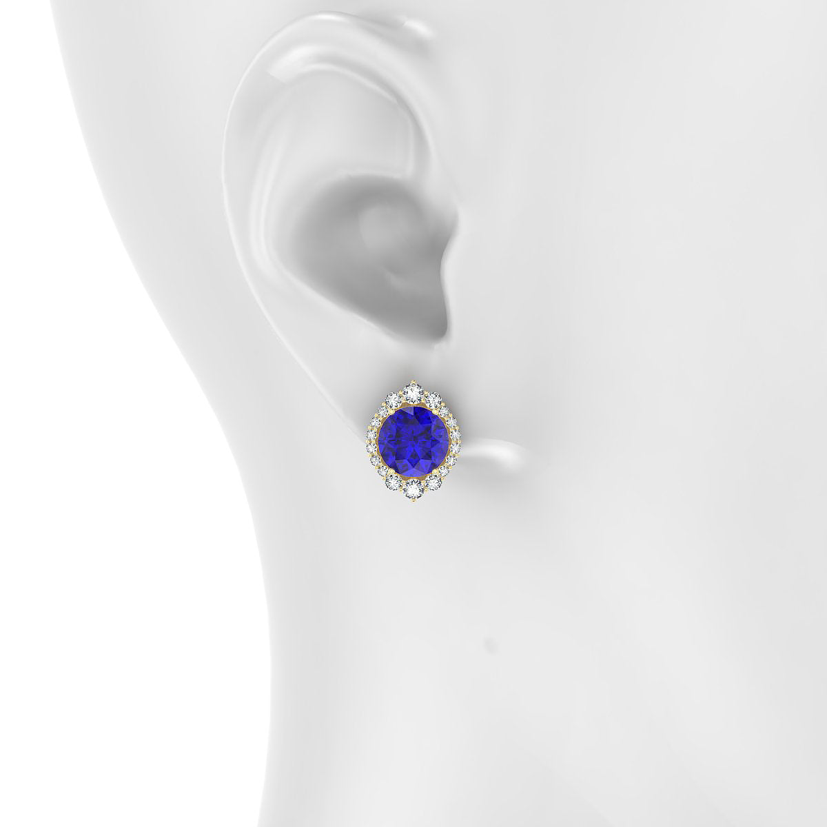 Romance | 18k Yellow Gold 8 mm Round Tanzanite Earrings