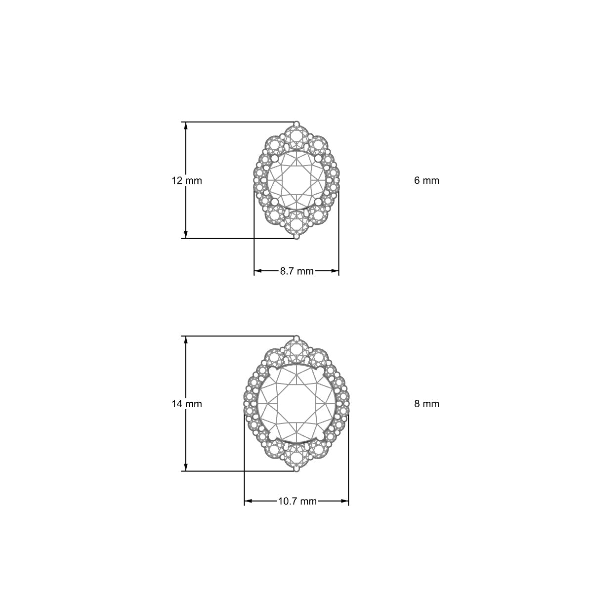 Romance | 18k White Gold 8 mm Round Topaz Earrings