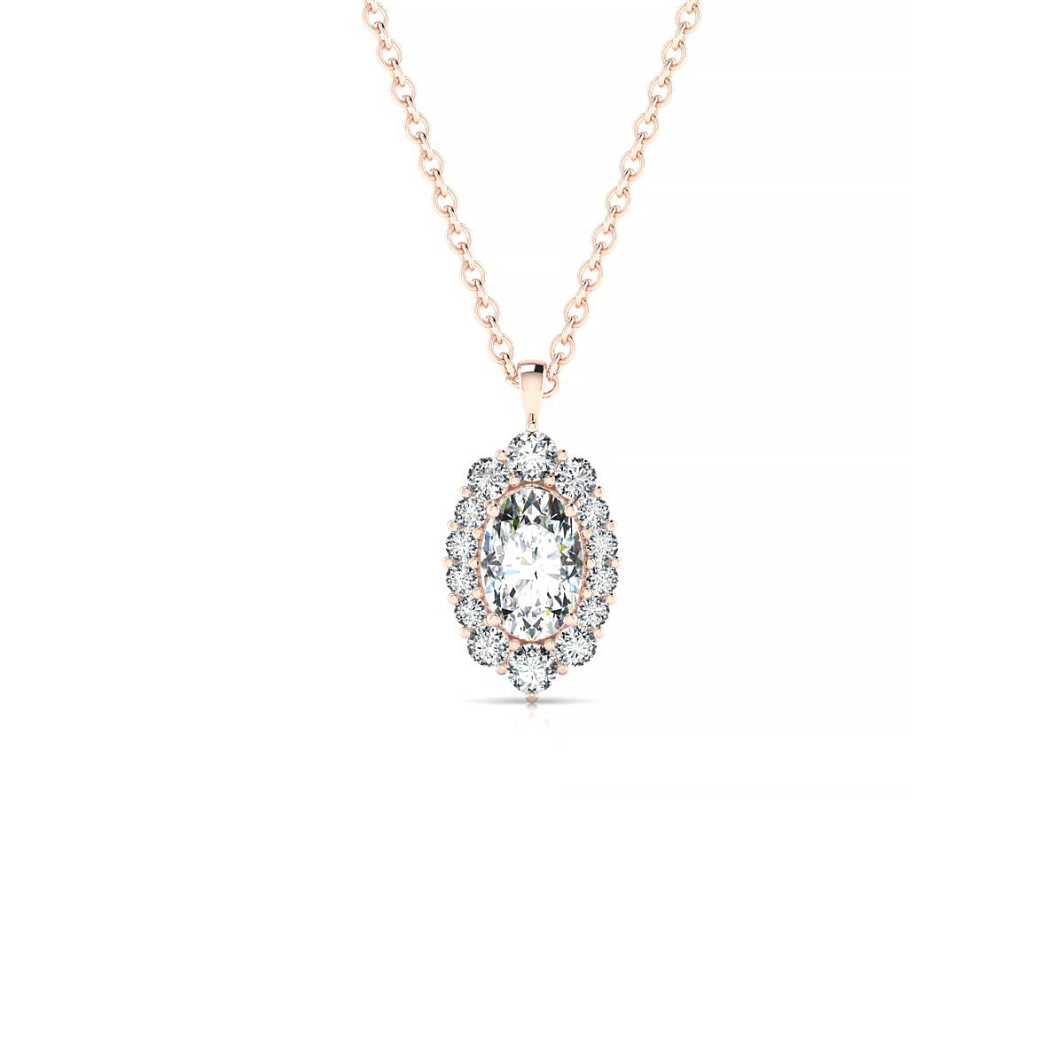 Romance | 18k Rose Gold 6 x 4 mm Oval Diamond Pendant