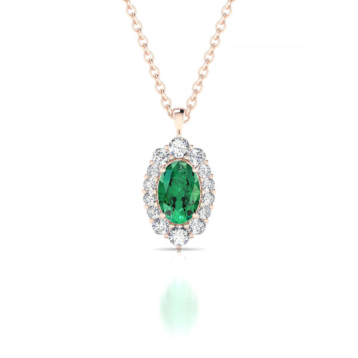 Romance | 18k Rose Gold 6 x 4 mm Oval Emerald Pendant