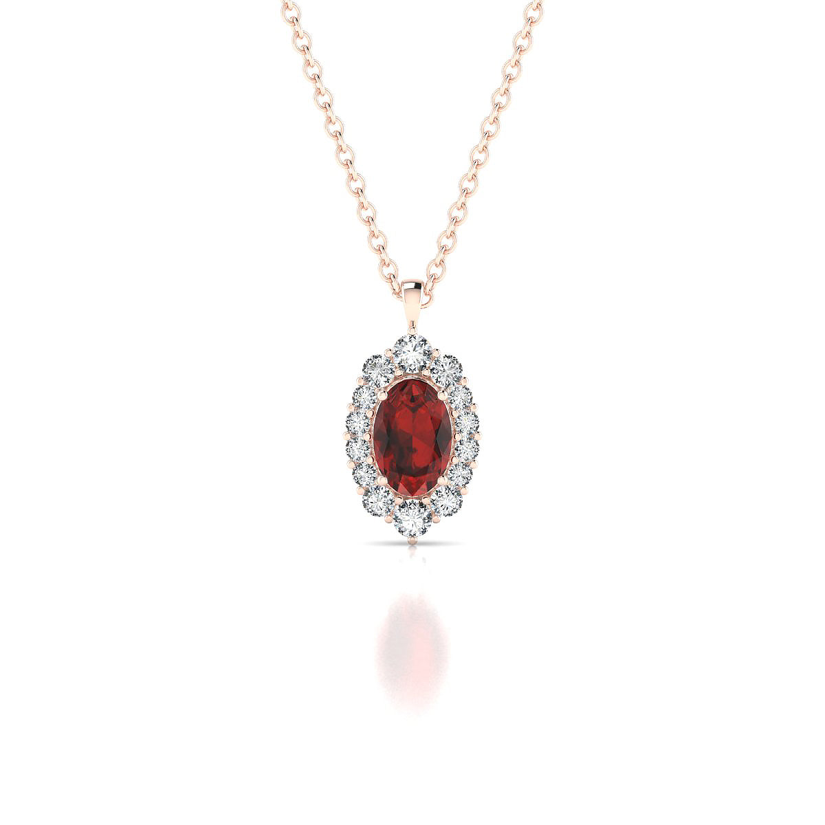 Romance | 18k Rose Gold 6 x 4 mm Oval Garnet Pendant