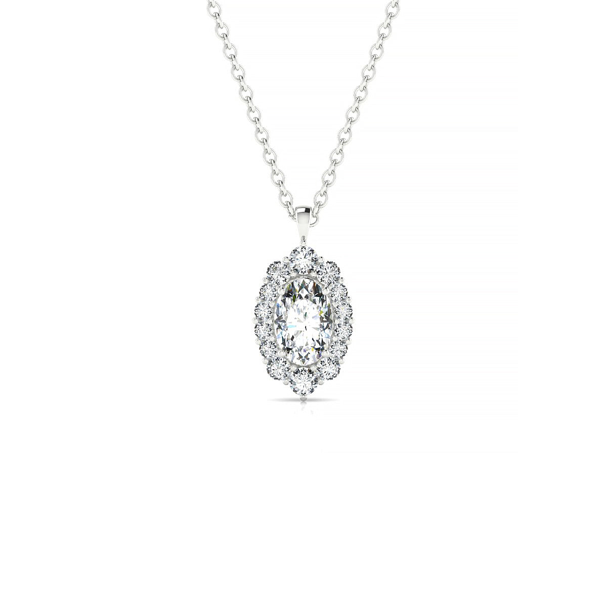 Romance | 18k White Gold 6 x 4 mm Oval Diamond Pendant