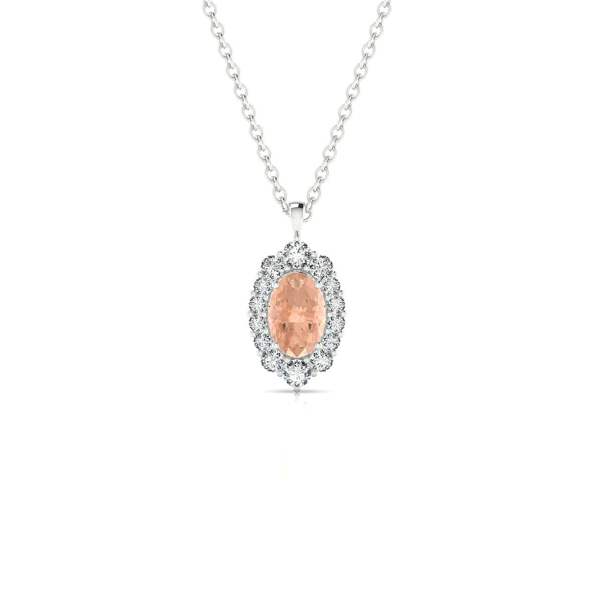 Romance | 18k White Gold 6 x 4 mm Oval Morganite Pendant