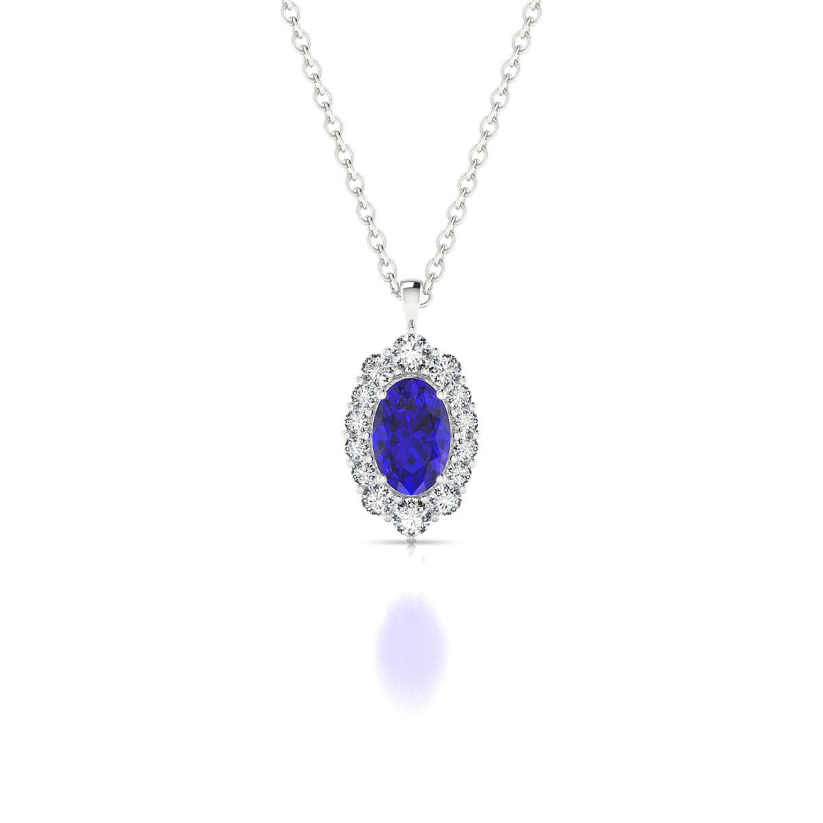 Romance | 18k White Gold 6 x 4 mm Oval Tanzanite Pendant