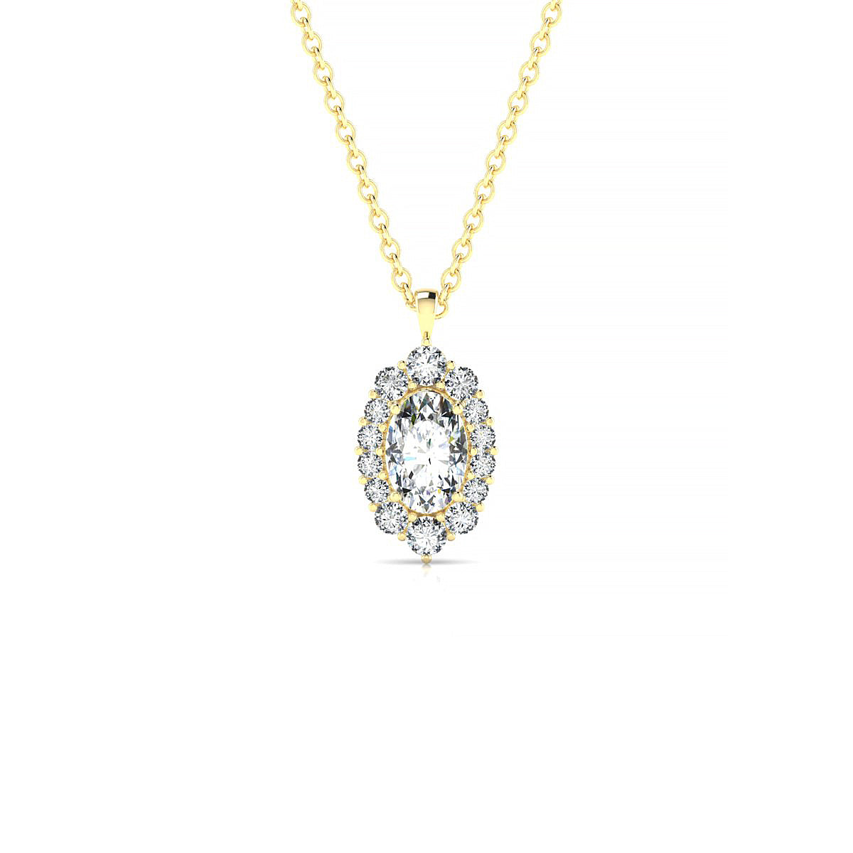Romance | 18k Yellow Gold 6 x 4 mm Oval Diamond Pendant
