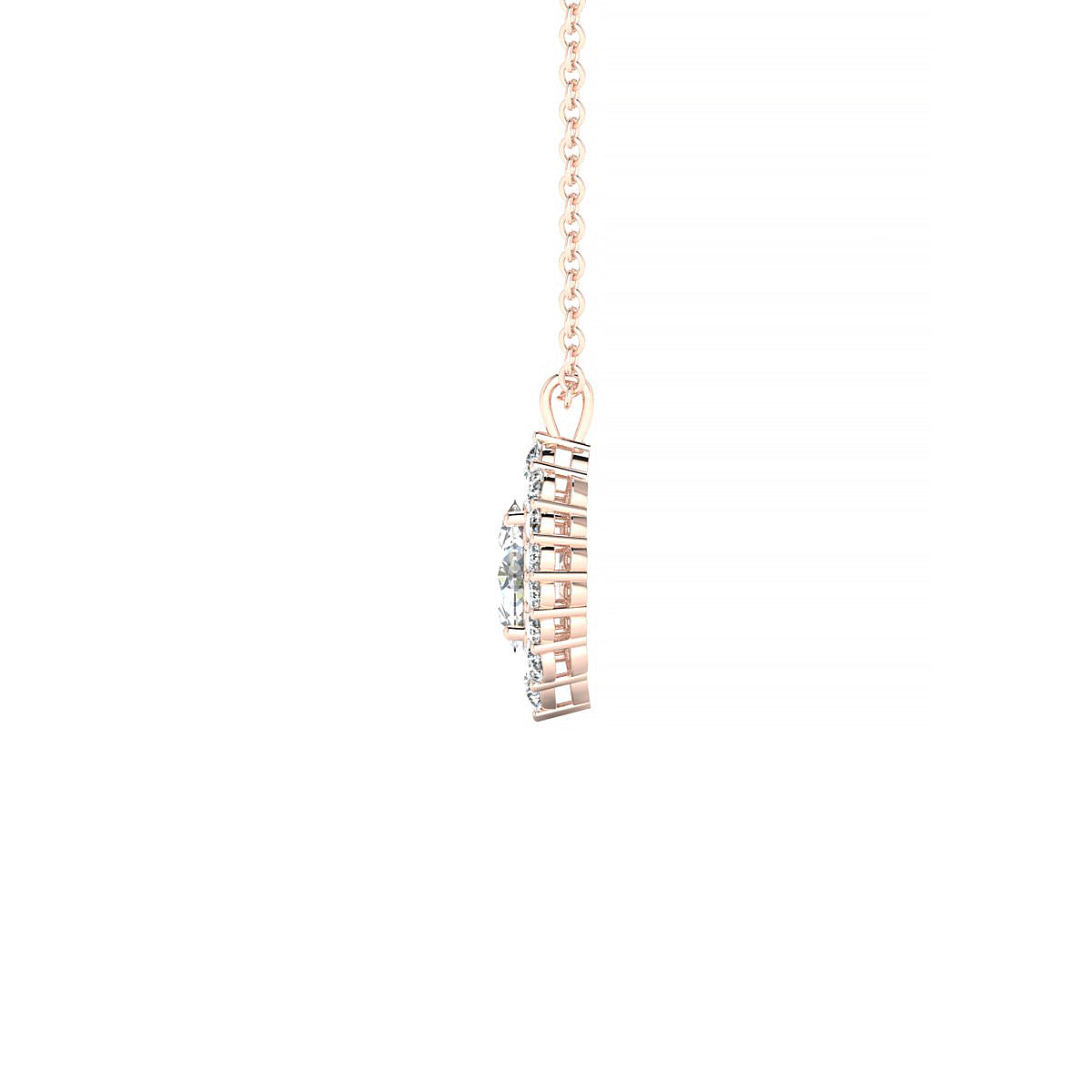 Romance | 18k Rose Gold 6 x 4 mm Oval Diamond Pendant