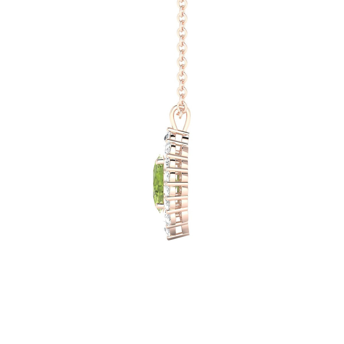 Romance | 18k Rose Gold 6 x 4 mm Oval Peridot Pendant