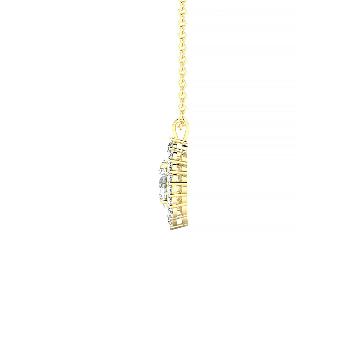 Romance | 18k Yellow Gold 6 x 4 mm Oval Diamond Pendant