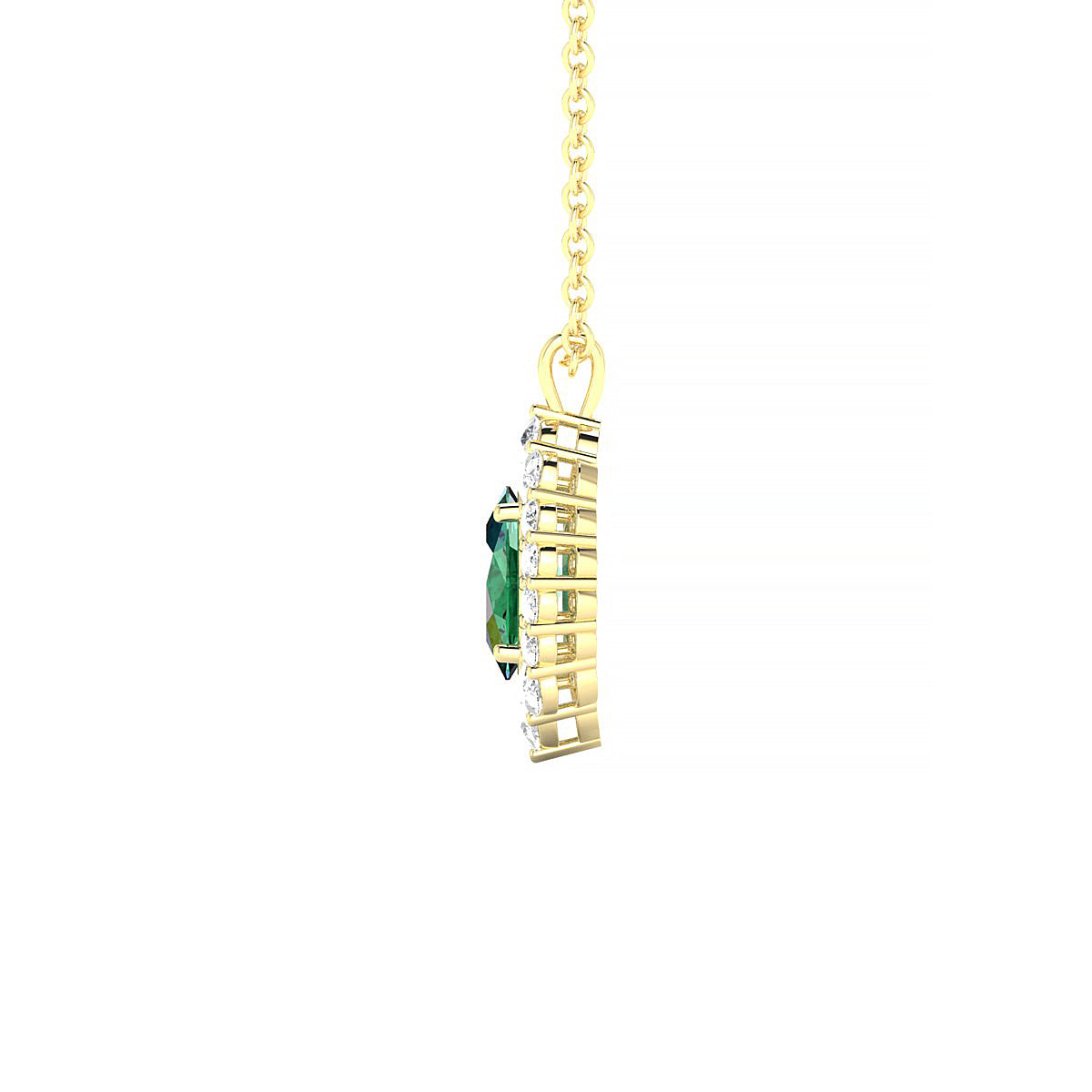 Romance | 18k Yellow Gold 6 x 4 mm Oval Emerald Pendant