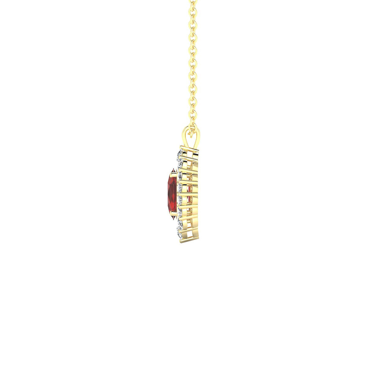 Romance | 18k Yellow Gold 6 x 4 mm Oval Garnet Pendant
