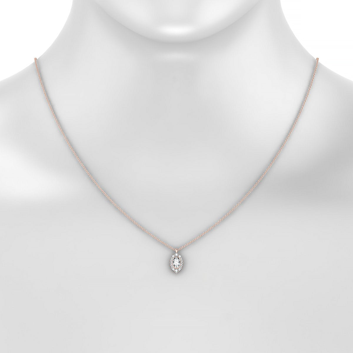 Romance | 18k Rose Gold 6 x 4 mm Oval Diamond Pendant