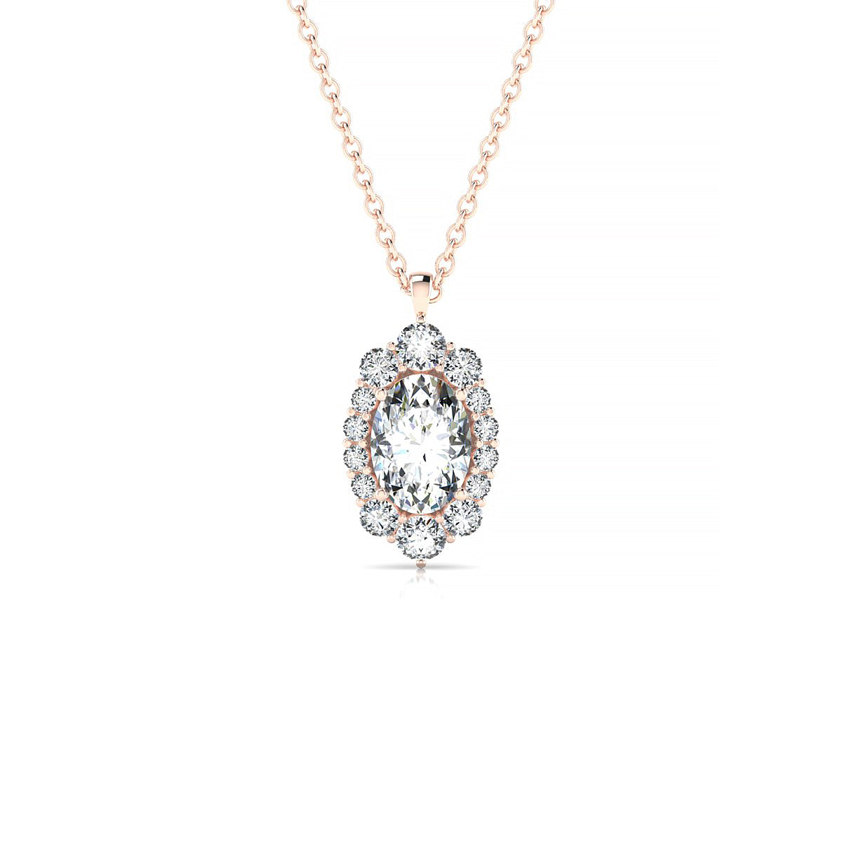Romance | 18k Rose Gold 7 x 5 mm Oval Diamond Pendant