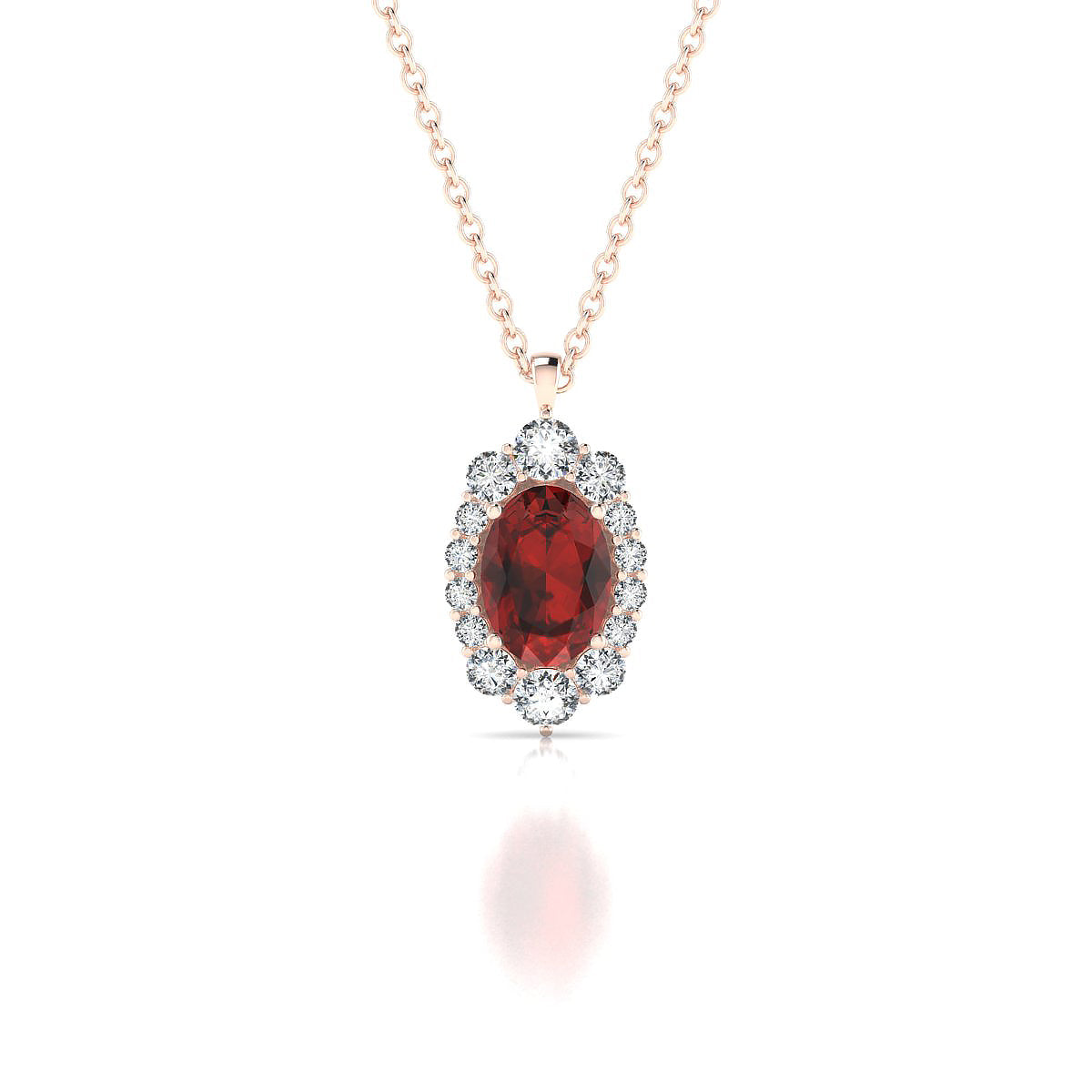 Romance | 18k Rose Gold 7 x 5 mm Oval Garnet Pendant