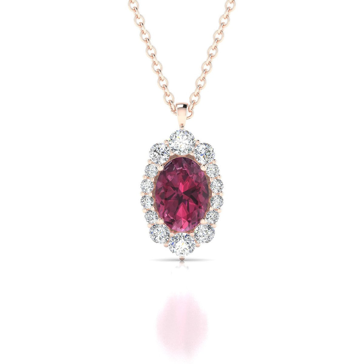 Romance | 18k Rose Gold 7 x 5 mm Oval Rhodolite Pendant