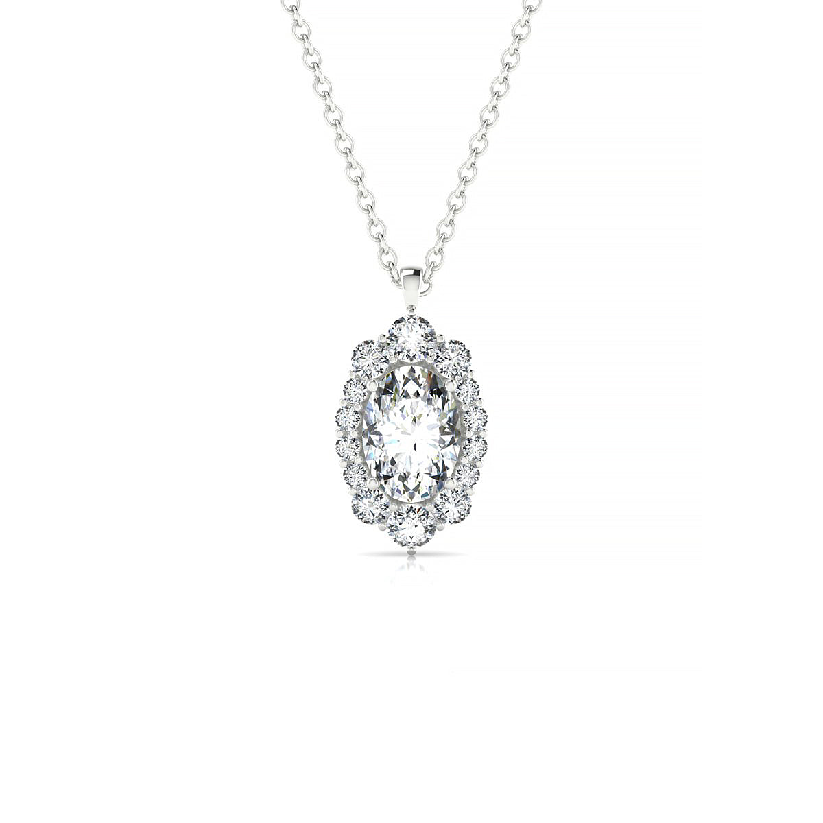 Romance | 18k White Gold 7 x 5 mm Oval Diamond Pendant