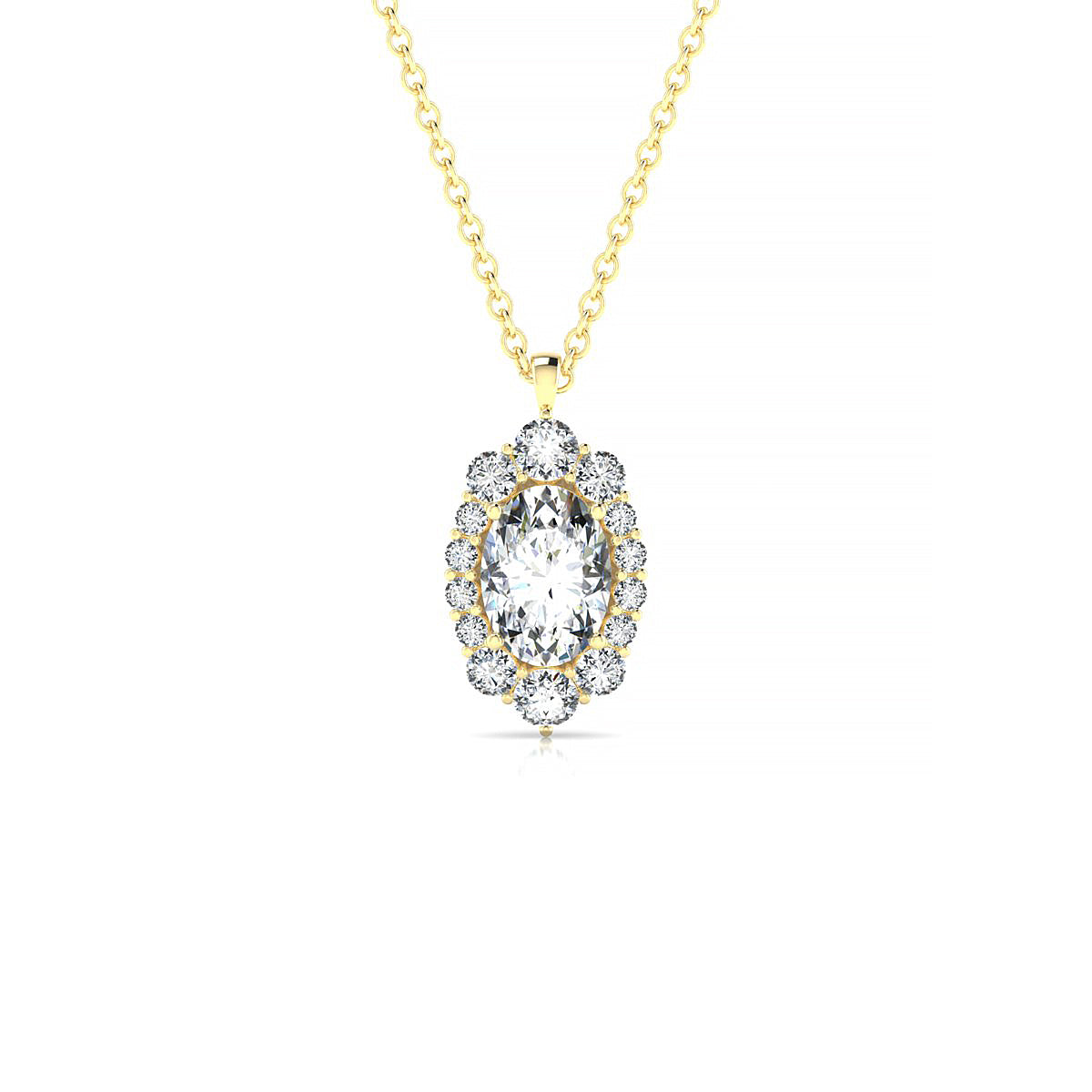 Romance | 18k Yellow Gold 7 x 5 mm Oval Diamond Pendant