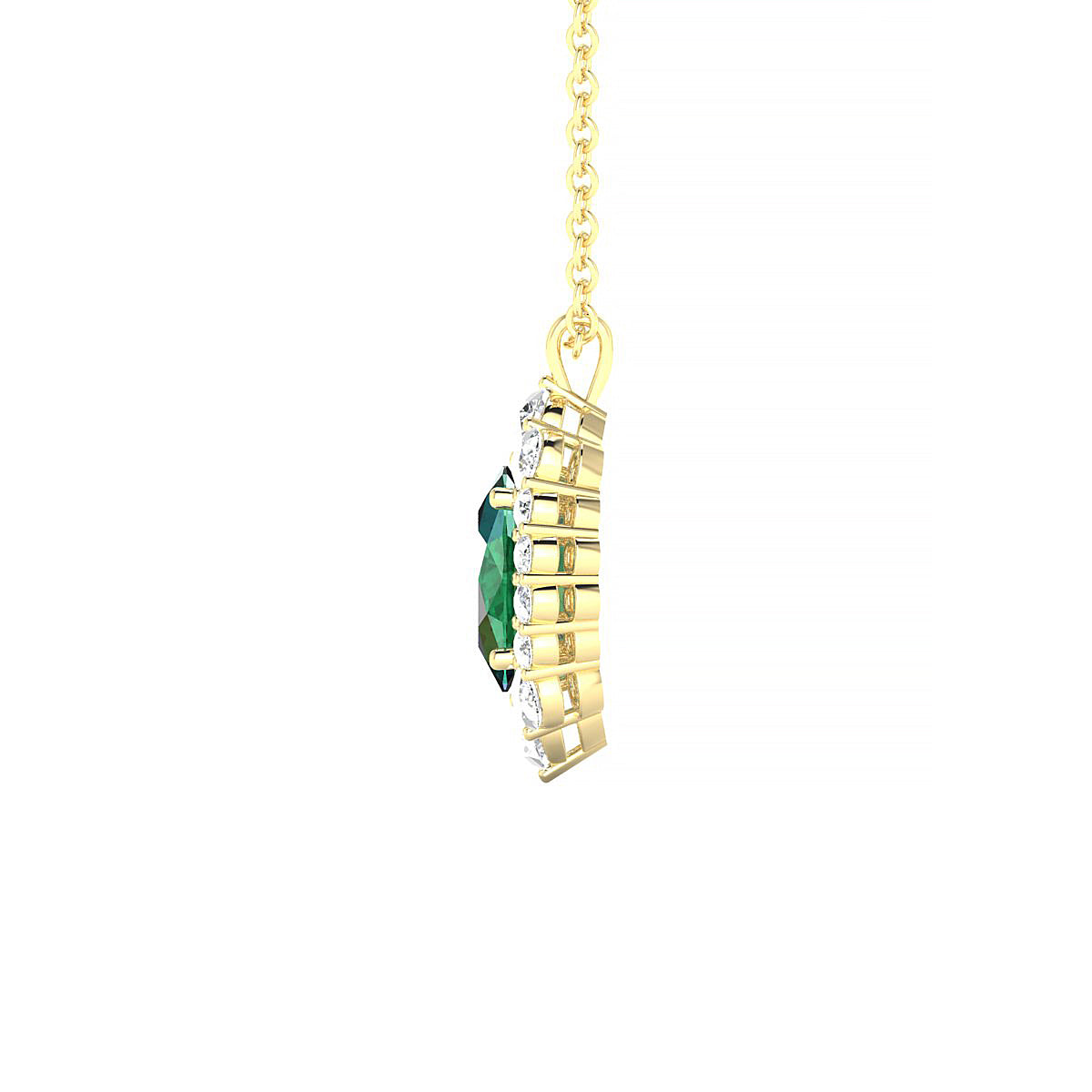 Romance | 18k Yellow Gold 7 x 5 mm Oval Emerald Pendant
