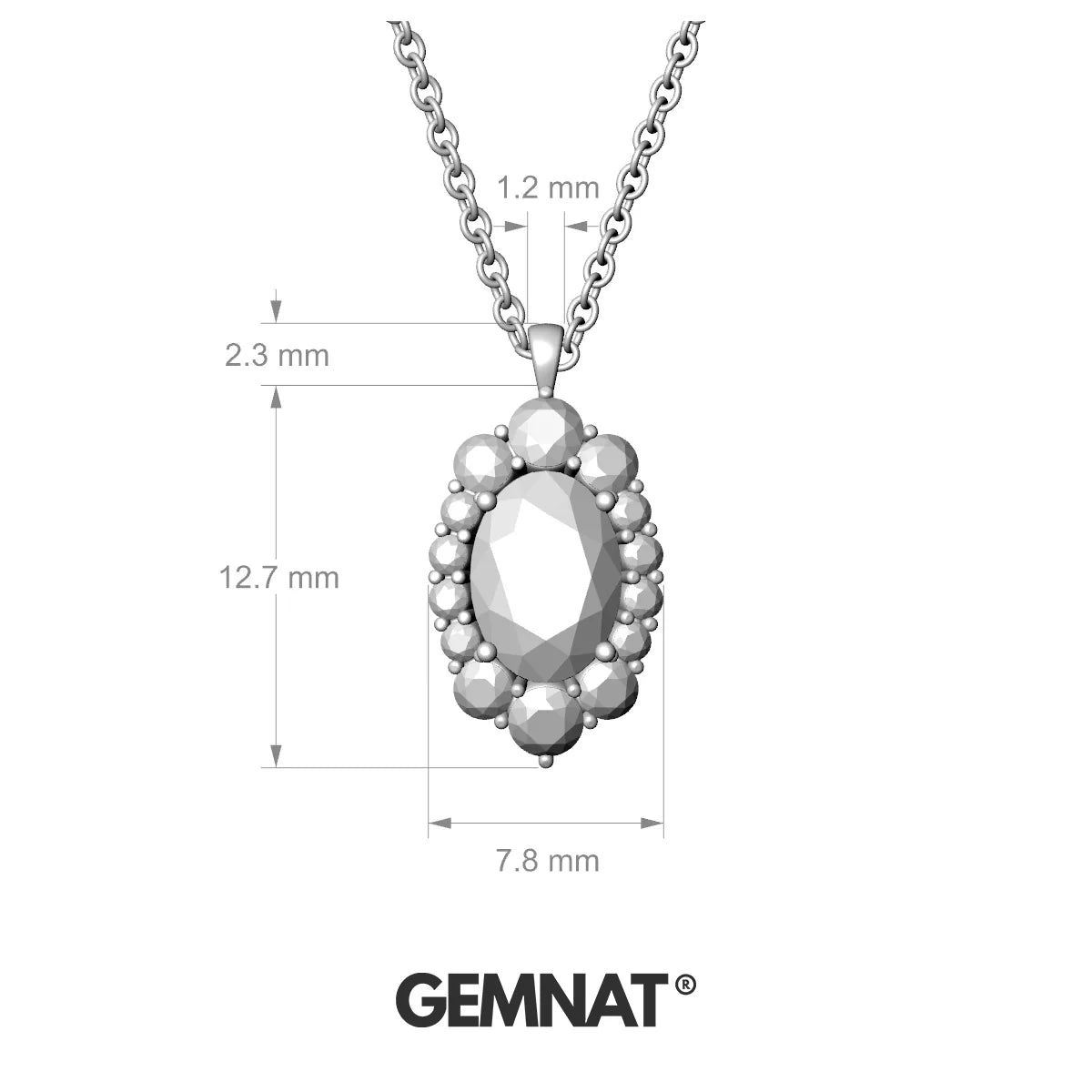 Romance | 18k White Gold 7 x 5 mm Oval Pink Sapphire Pendant