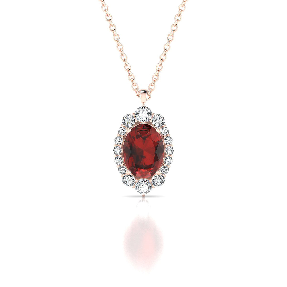 Romance | 18k Rose Gold 8 x 6 mm Oval Garnet Pendant