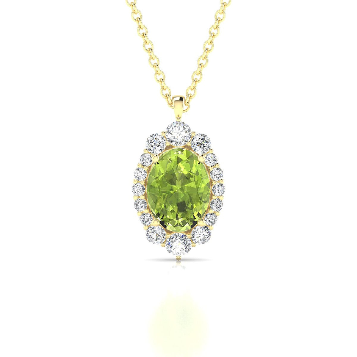 Romance | 18k Yellow Gold 8 x 6 mm Oval Peridot Pendant