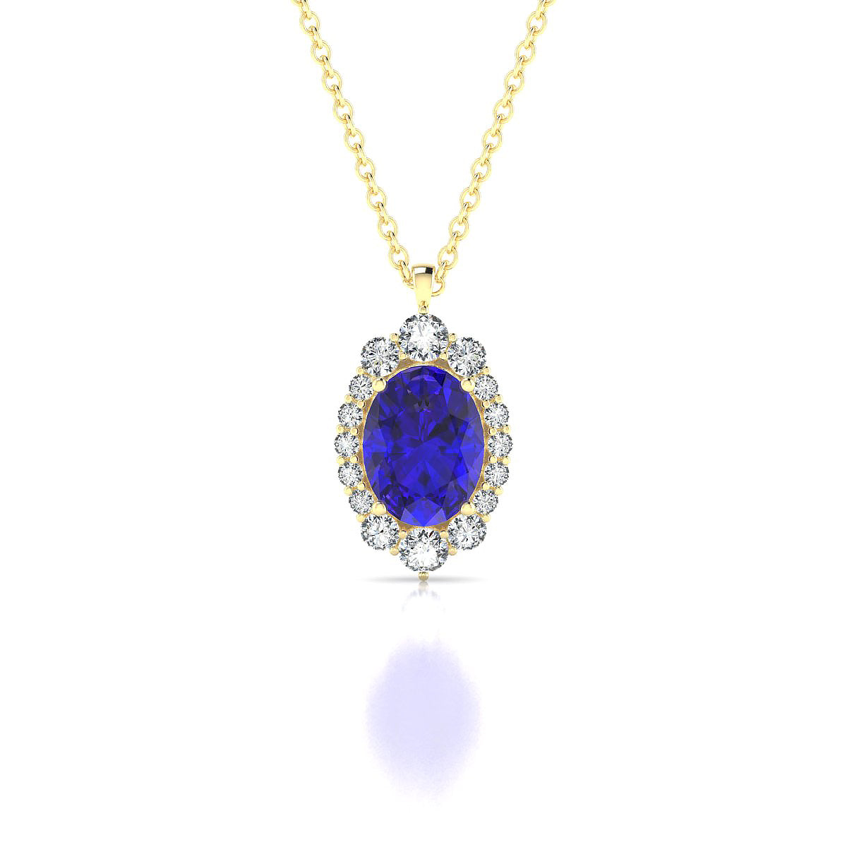 Romance | 18k Yellow Gold 8 x 6 mm Oval Tanzanite Pendant