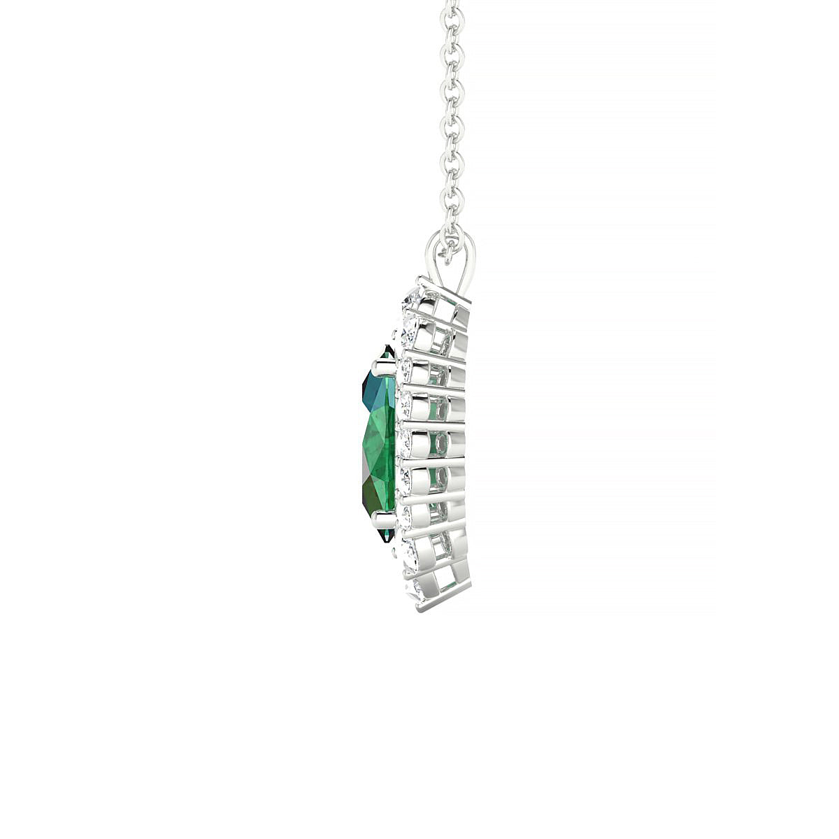 Romance | 18k White Gold 8 x 6 mm Oval Emerald Pendant
