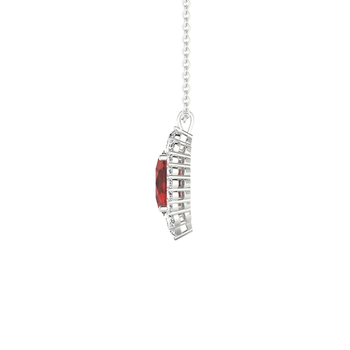 Romance | 18k White Gold 8 x 6 mm Oval Garnet Pendant